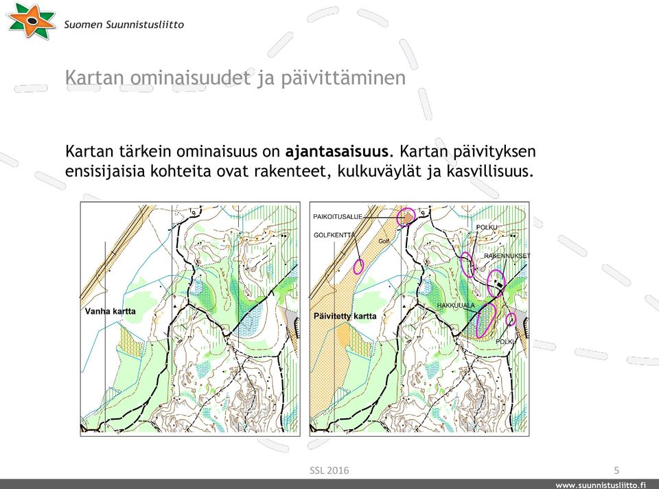 Kartan päivityksen ensisijaisia kohteita