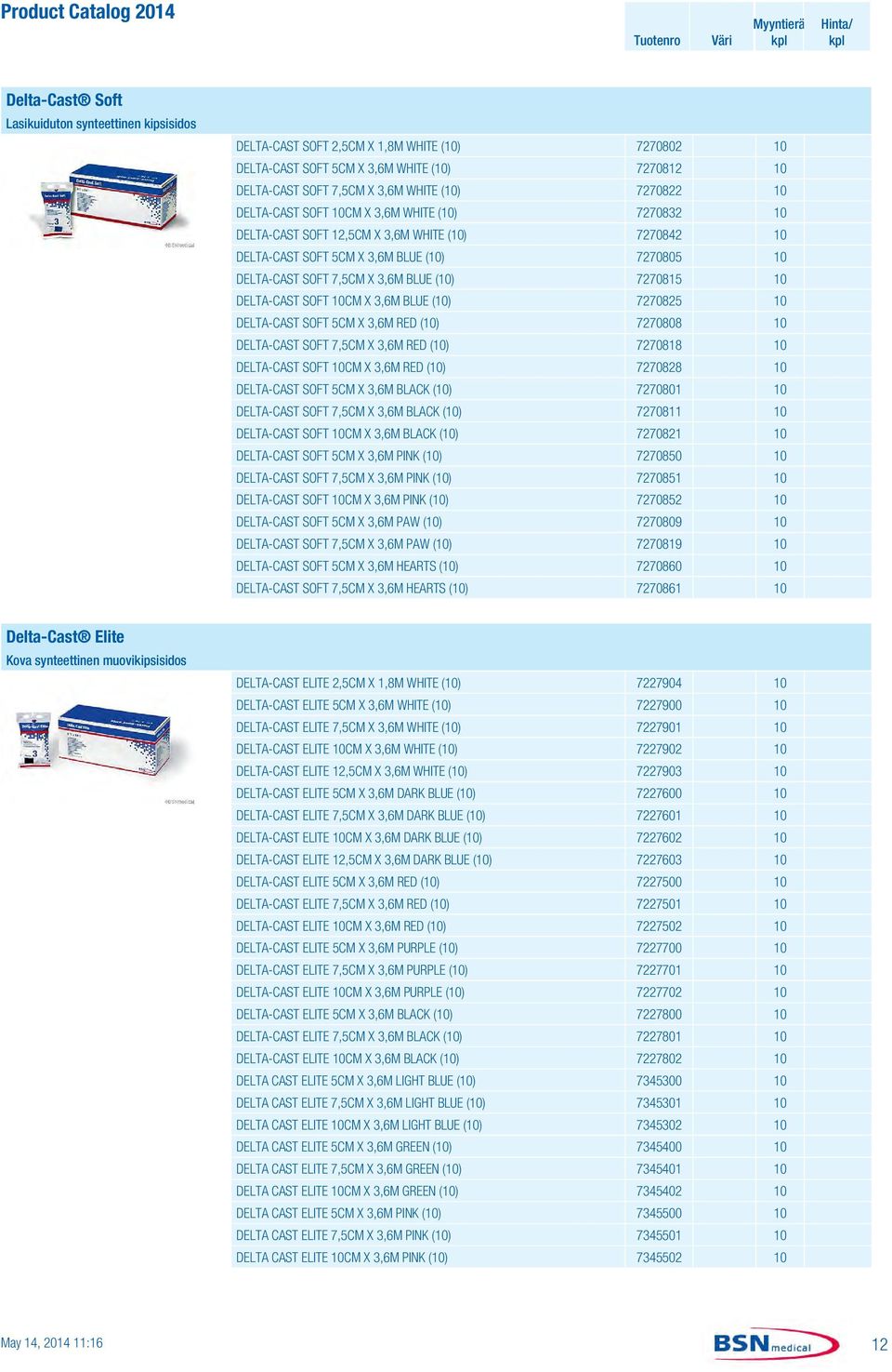 7270815 10 DELTA-CAST SOFT 10CM X 3,6M BLUE (10) 7270825 10 DELTA-CAST SOFT 5CM X 3,6M RED (10) 7270808 10 DELTA-CAST SOFT 7,5CM X 3,6M RED (10) 7270818 10 DELTA-CAST SOFT 10CM X 3,6M RED (10)