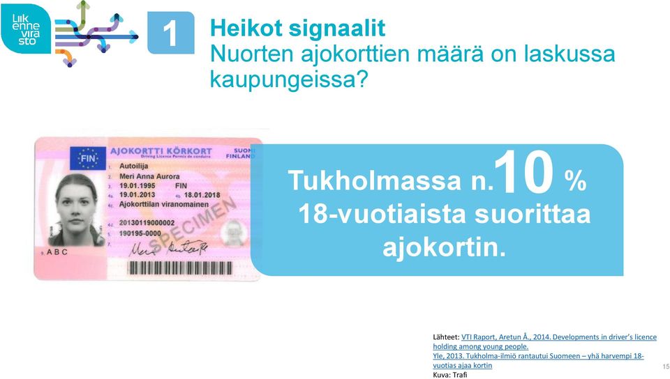 Lähteet: VTI Raport, Aretun Å., 2014.