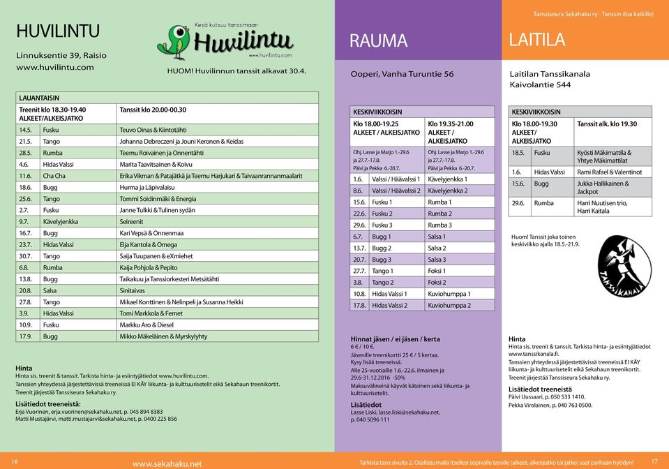 Hidas Valssi Marita Taavitsainen & Koivu 11.6. Cha Cha Erika Vikman & Patajätkä ja Teemu Harjukari & Taivaanrannanmaalarit 18.6. Bugg Hurma ja Läpivalaisu 25.6. Tango Tommi Soidinmäki & Energia 2.7.