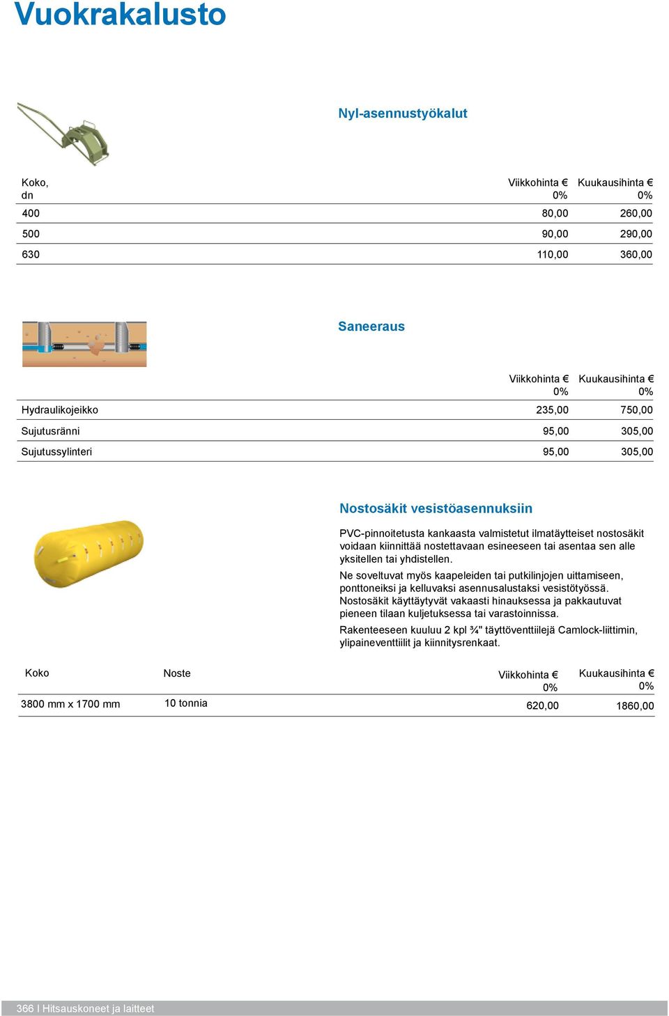 Ne soveltuvat myös kaapeleiden tai putkilinjojen uittamiseen, ponttoneiksi ja kelluvaksi asennusalustaksi vesistötyössä.