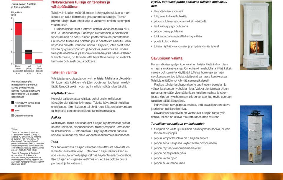 Saarnio K,Pennanen AS, Hillamo R, Salonen RO, Hirvonen M-R, Jokiniemi J. Fine particle and gaseous emissions from normal and smouldering wood combustion in a conventional masonry heater.