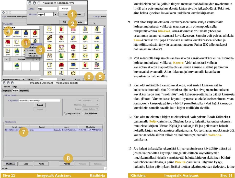 Voit sitoa kirjassa olevaan kuvakkeeseen uusia sanoja valitsemalla kohteenmukaisesta valikosta (saat sen esiin oikeanpuoleisella hiiripainikkeella) Aliakset.