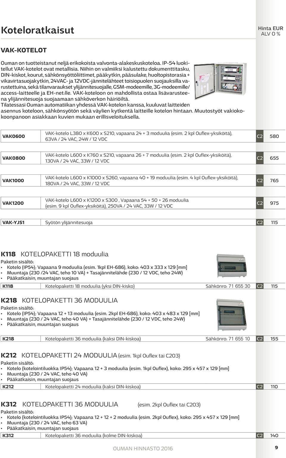 suojauksilla varustettuina, sekä tilanvaraukset ylijännitesuojalle, GSM-modeemille, 3G-modeemille/ access-laitteelle ja EH-net:lle.