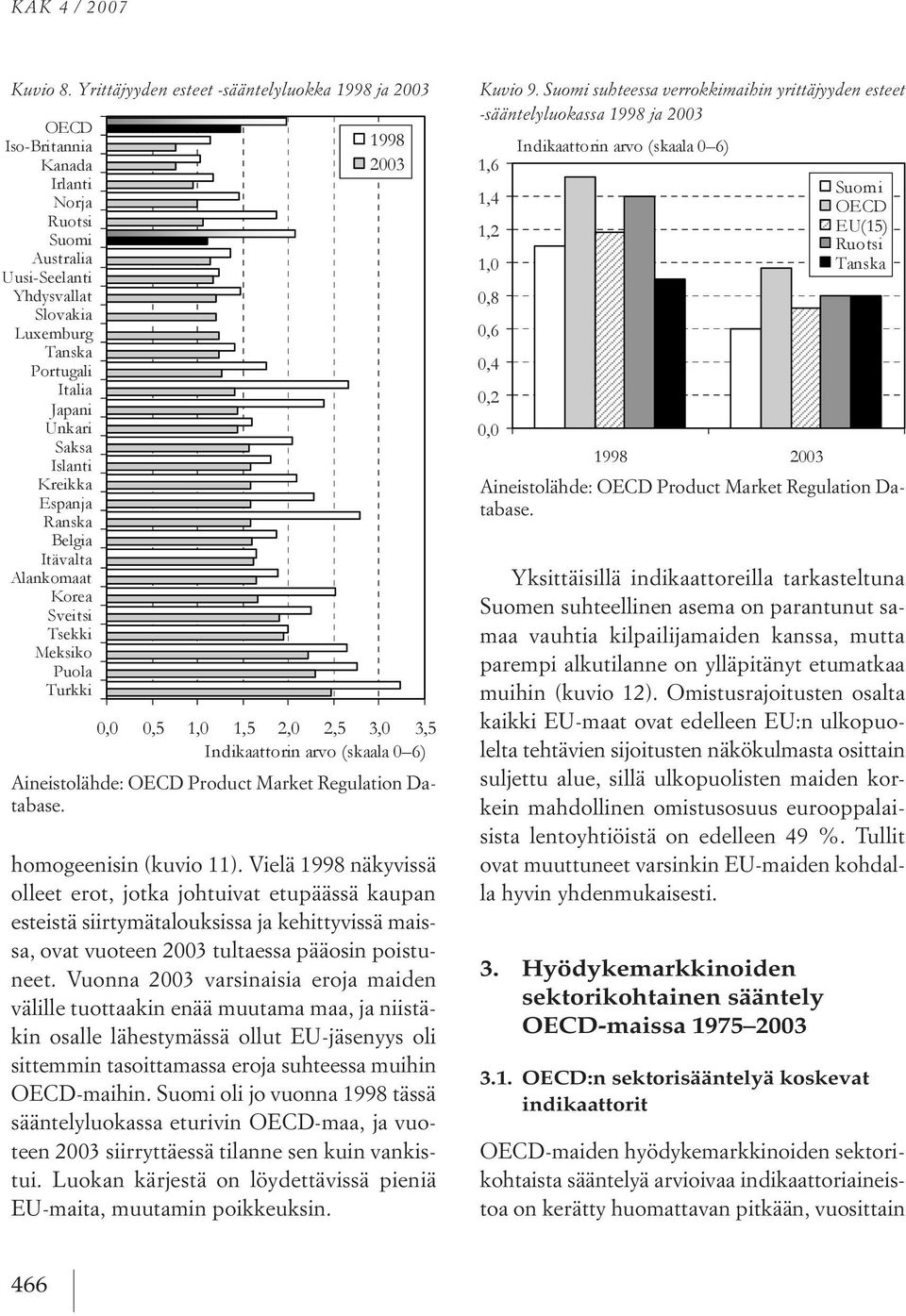 Vuonna 2003 varsinaisia eroja maiden välille tuottaakin enää muutama maa, ja niistäkin osalle lähestymässä ollut eu jäsenyys oli sittemmin tasoittamassa eroja suhteessa muihin oecd maihin.
