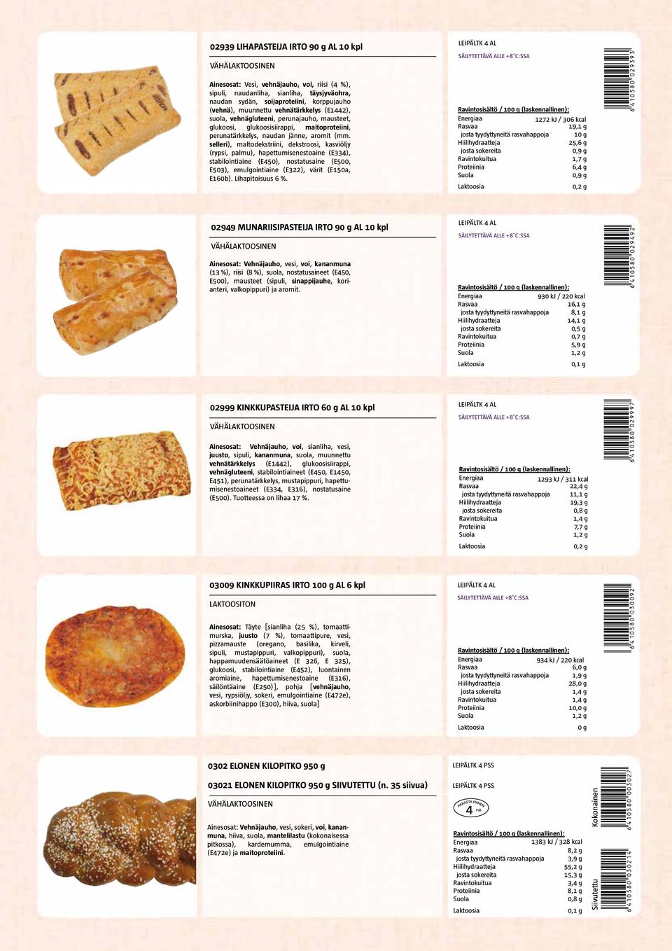 selleri), maltodekstriini, dekstroosi, kasviöljy (rypsi, palmu), hapettumisenestoaine (E334), stabilointiaine (E450), nostatusaine (E500, E503), emulgointiaine (E322), värit (E150a, E160b).