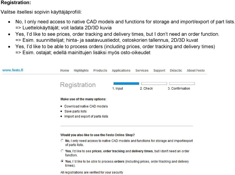 => Luettelokäyttäjät; voit ladata 2D/3D kuvia Yes, I d like to see prices, order tracking and delivery times, but I don t need an order