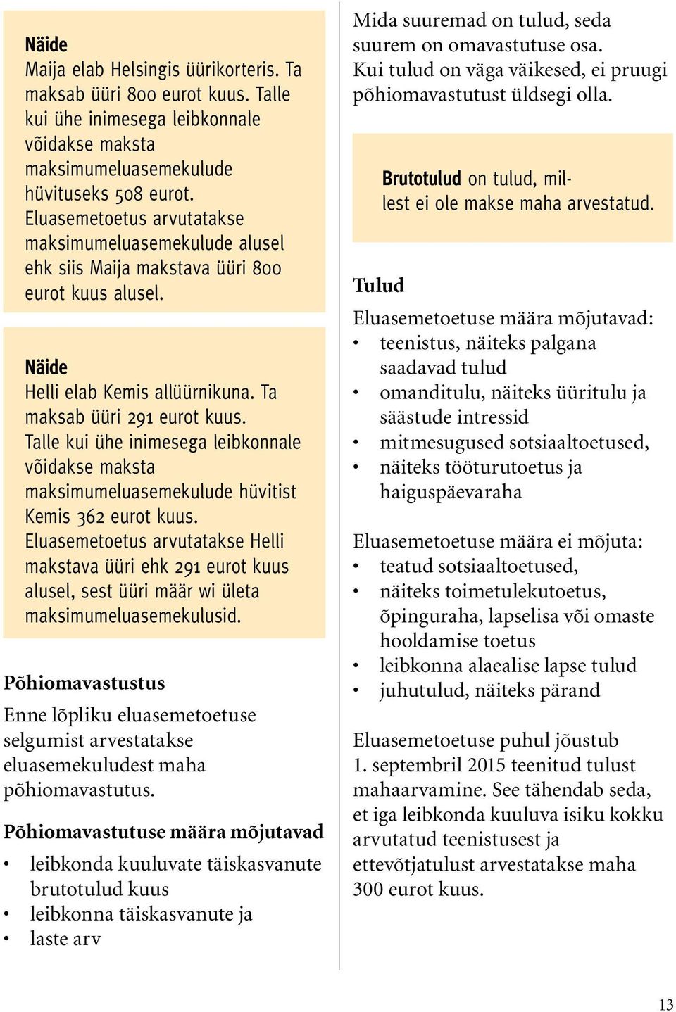 Talle kui ühe inimesega leibkonnale võidakse maksta maksimumeluasemekulude hüvitist Kemis 362 eurot kuus.