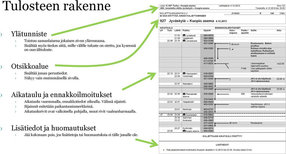 Näkyy vain ensimmäisellä sivulla. Aikataulu ja ennakkoilmoitukset Aikataulu vasemmalla, ennakkotiedot oikealla. Välissä sijainti.