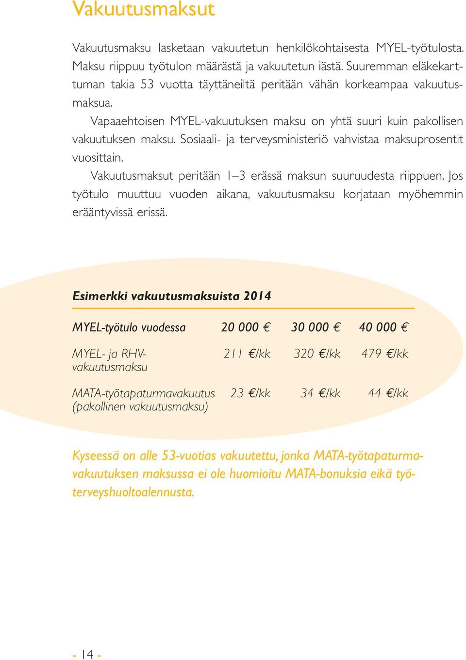 Sosiaali- ja terveysministeriö vahvistaa maksuprosentit vuosittain. Vakuutusmaksut peritään 1 3 erässä maksun suuruudesta riippuen.