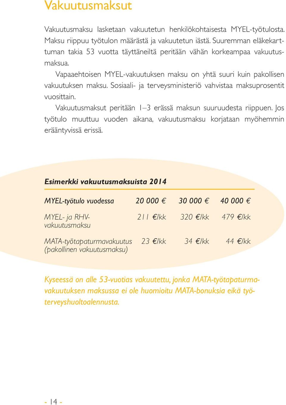 Sosiaali- ja terveysministeriö vahvistaa maksuprosentit vuosittain. Vakuutusmaksut peritään 1 3 erässä maksun suuruudesta riippuen.