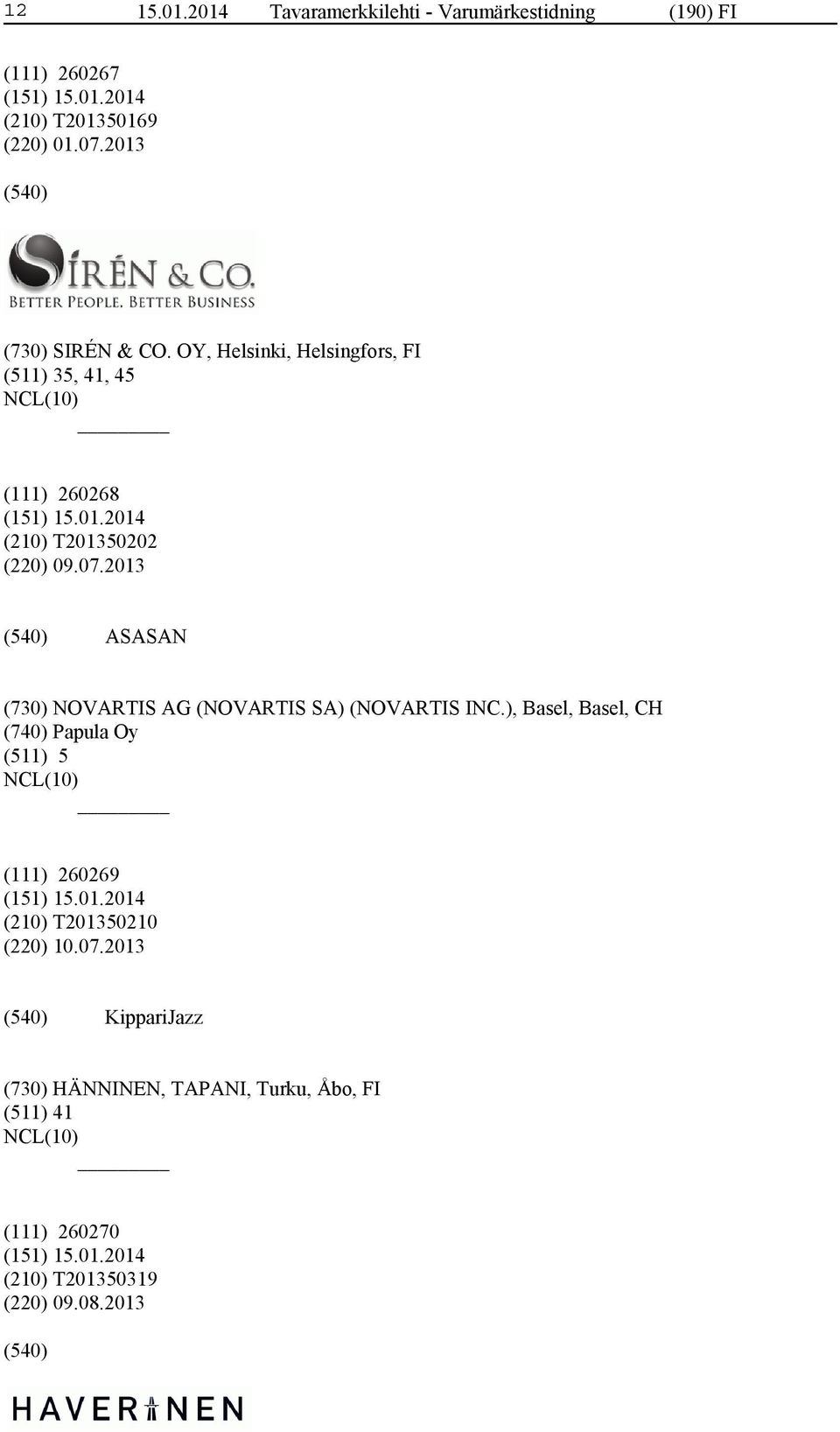 2013 ASASAN (730) NOVARTIS AG (NOVARTIS SA) (NOVARTIS INC.