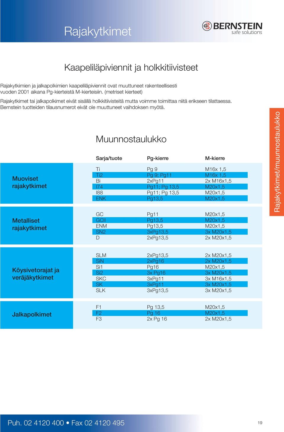 Bernstein tuotteiden tilausnumerot eivät ole muuttuneet vaihdoksen myötä.