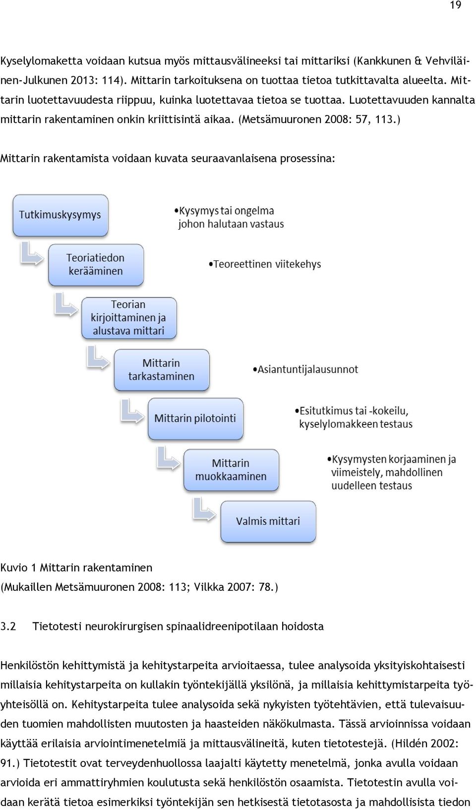 ) Mittarin rakentamista voidaan kuvata seuraavanlaisena prosessina: Kuvio 1 Mittarin rakentaminen (Mukaillen Metsämuuronen 2008: 113; Vilkka 2007: 78.) 3.