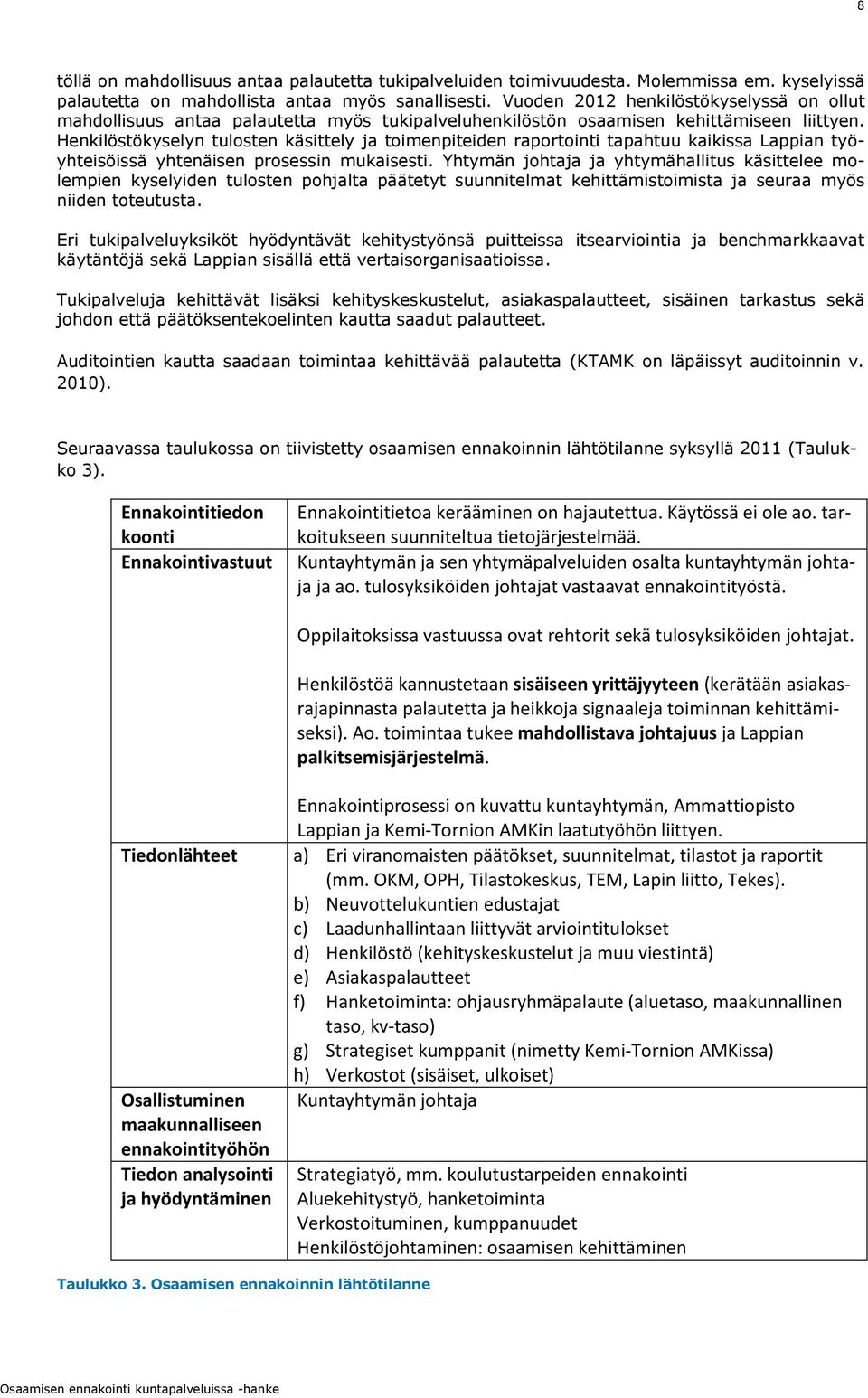 Henkilöstökyselyn tulosten käsittely ja toimenpiteiden raportointi tapahtuu kaikissa Lappian työyhteisöissä yhtenäisen prosessin mukaisesti.