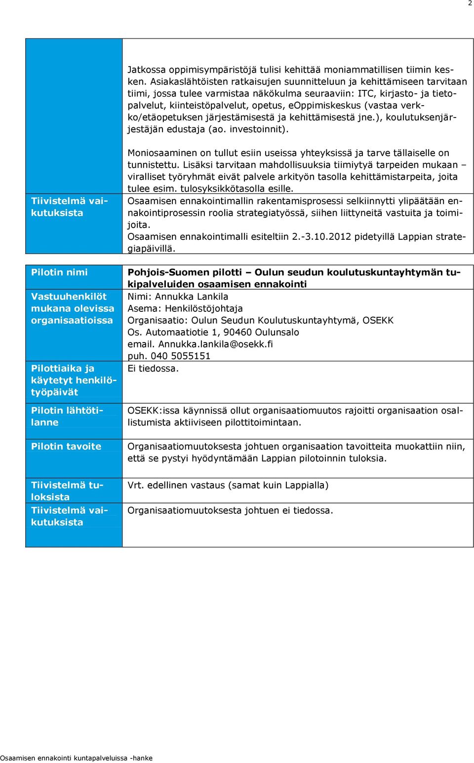 (vastaa verkko/etäopetuksen järjestämisestä ja kehittämisestä jne.), koulutuksenjärjestäjän edustaja (ao. investoinnit).