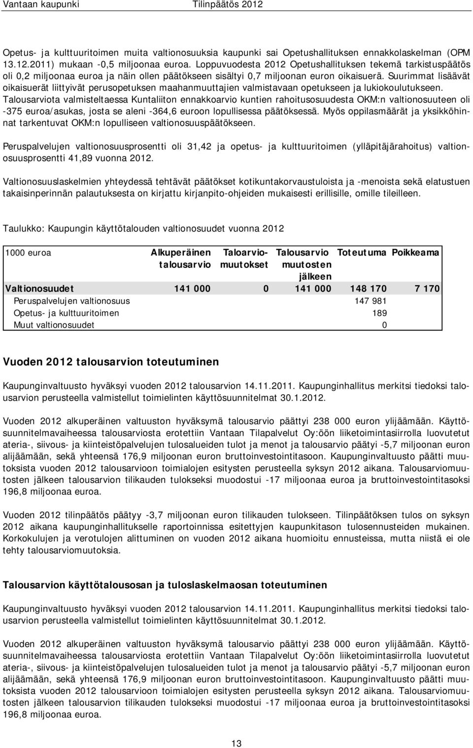 Suurimmat lisäävät oikaisuerät liittyivät perusopetuksen maahanmuuttajien valmistavaan opetukseen ja lukiokoulutukseen.