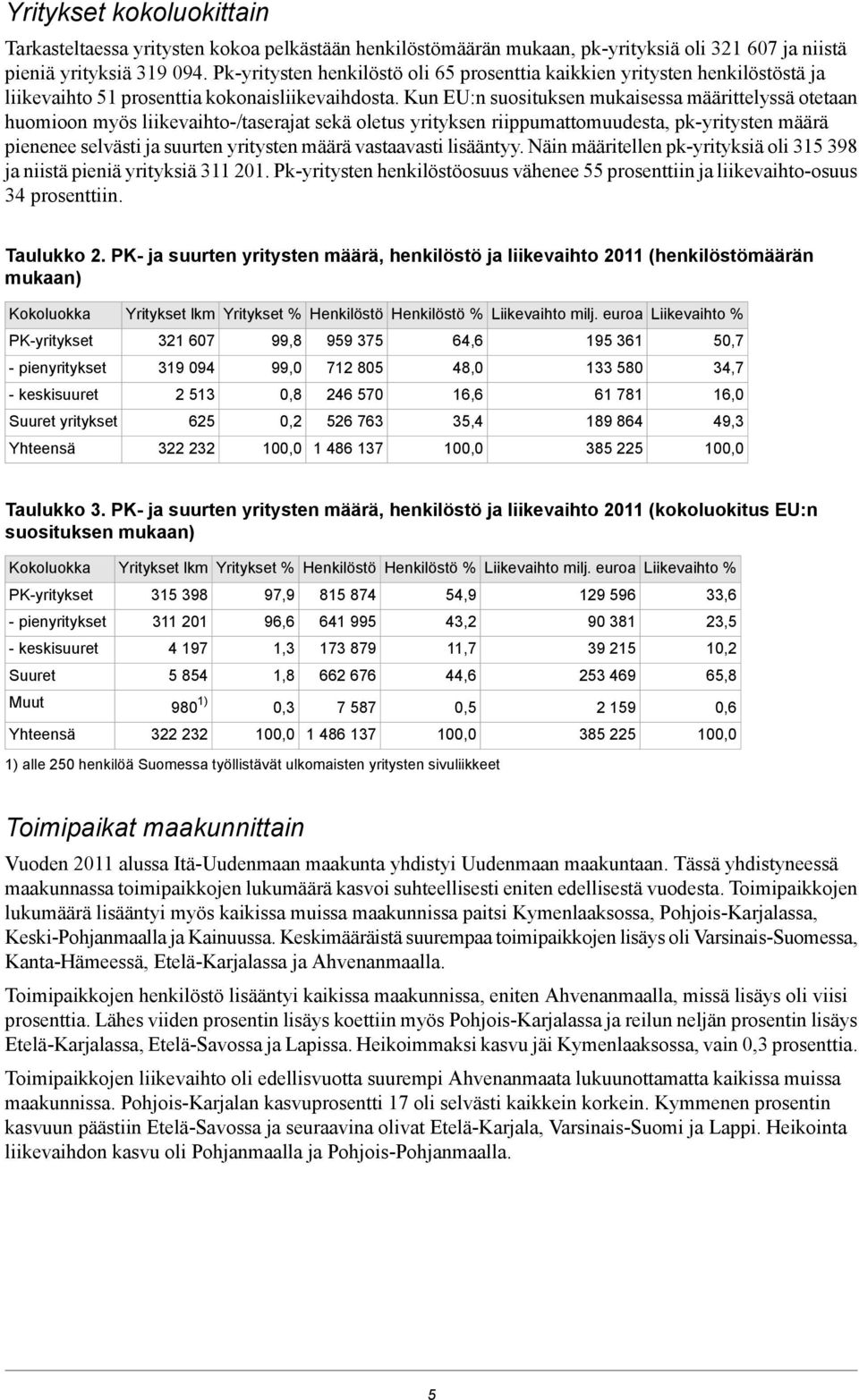 Kun EU:n suosituksen mukaisessa määrittelyssä otetaan huomioon myös liikevaihto-/taserajat sekä oletus yrityksen riippumattomuudesta, pk-yritysten määrä pienenee selvästi ja suurten yritysten määrä