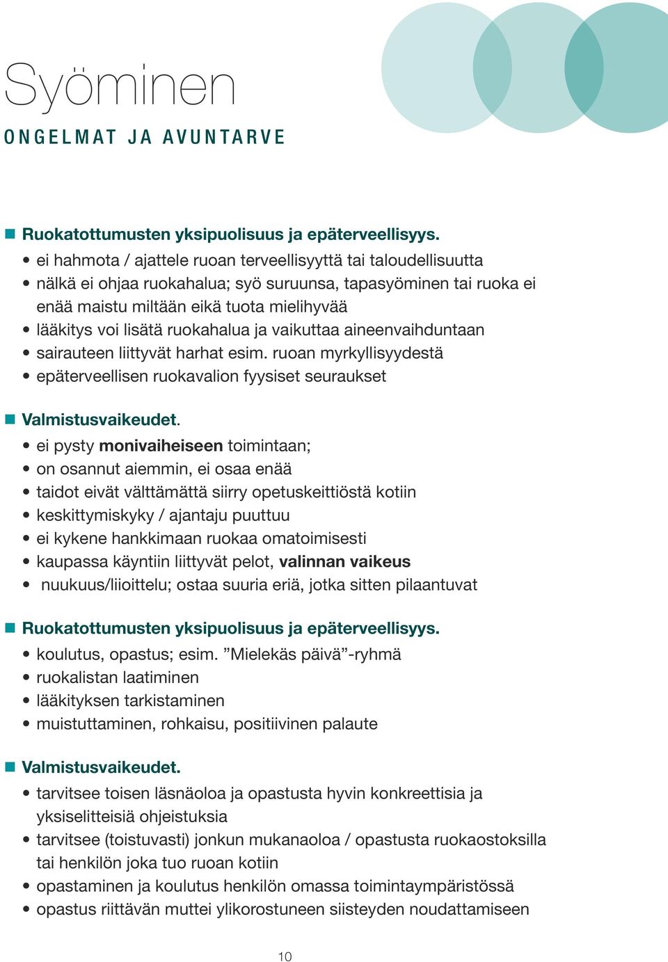 ruokahalua ja vaikuttaa aineenvaihduntaan sairauteen liittyvät harhat esim. ruoan myrkyllisyydestä epäterveellisen ruokavalion fyysiset seuraukset Valmistusvaikeudet.