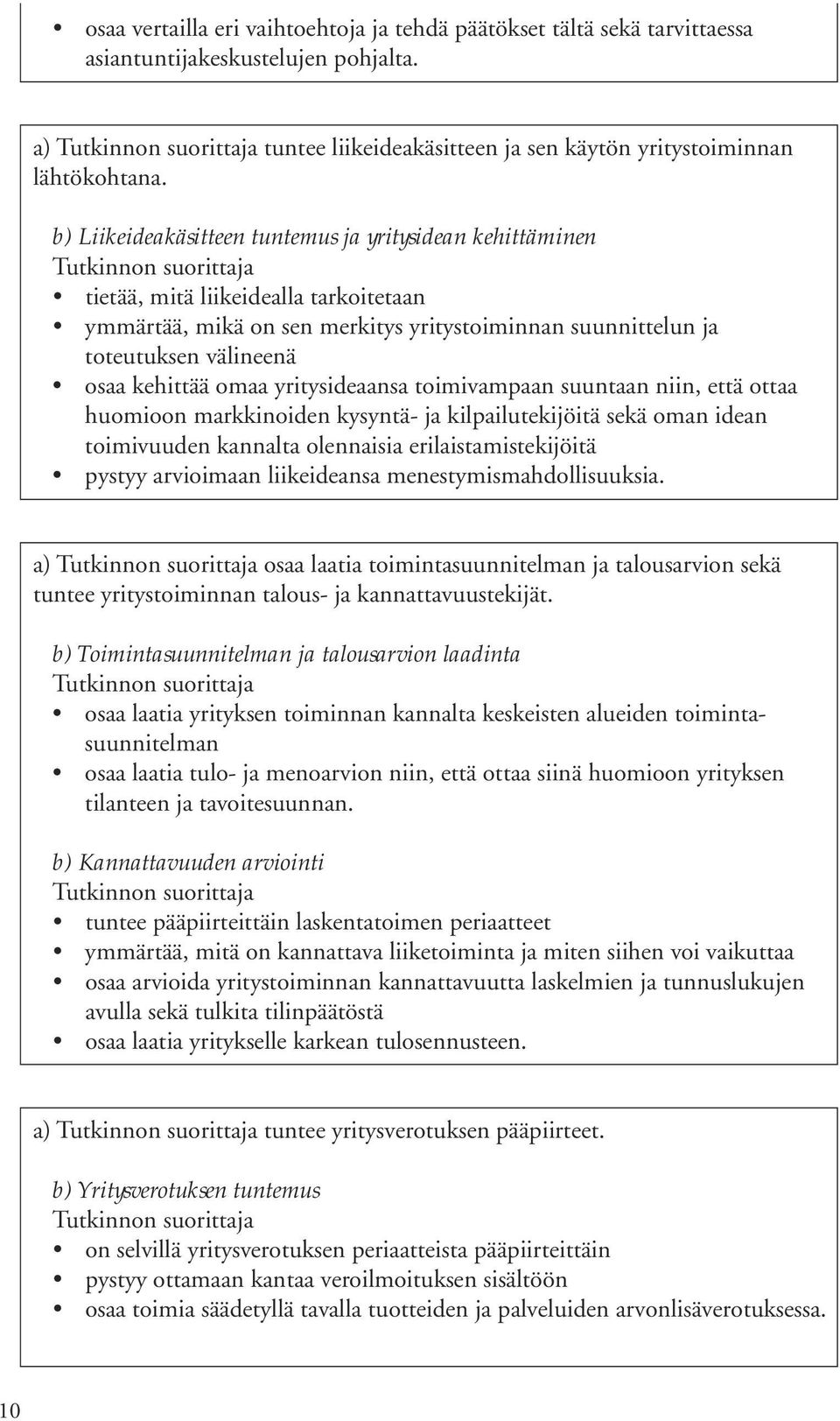 omaa yritysideaansa toimivampaan suuntaan niin, että ottaa huomioon markkinoiden kysyntä- ja kilpailutekijöitä sekä oman idean toimivuuden kannalta olennaisia erilaistamistekijöitä pystyy arvioimaan