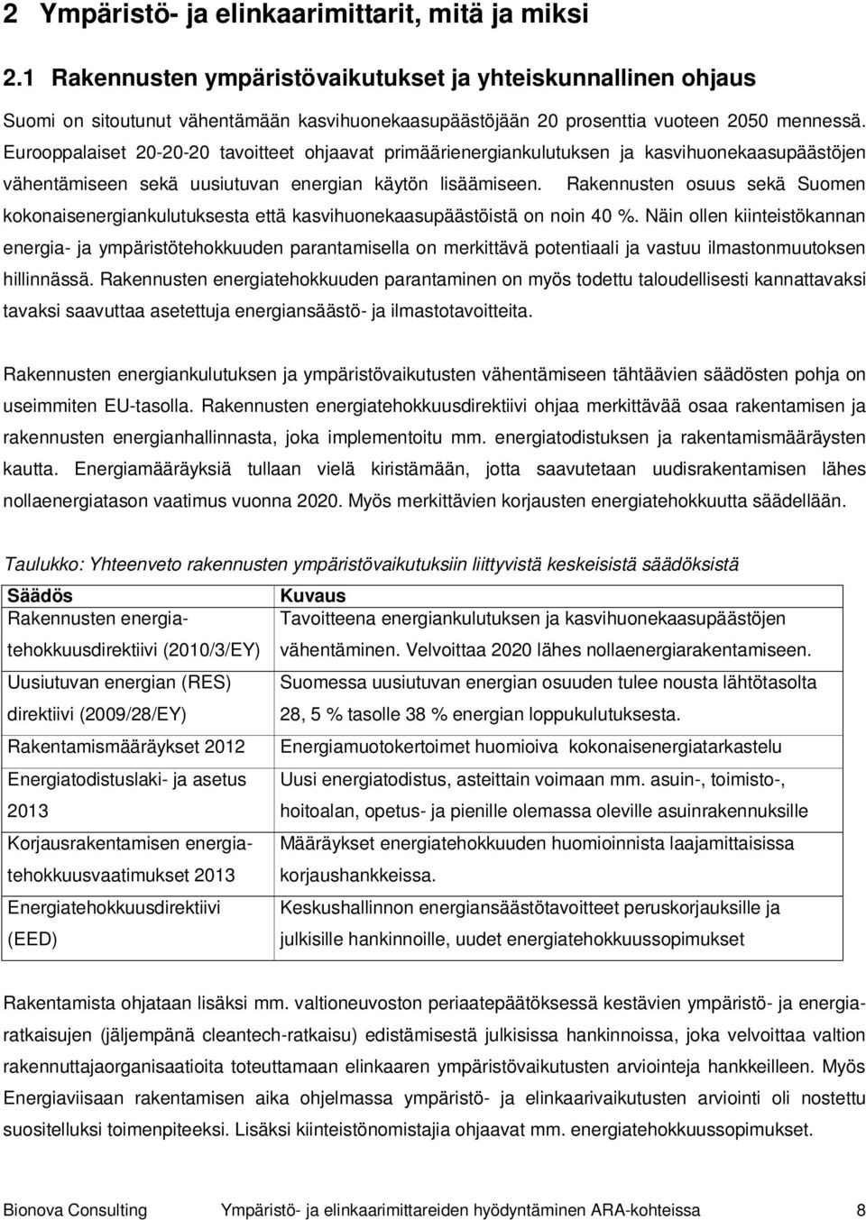 Eurooppalaiset 20-20-20 tavoitteet ohjaavat primäärienergiankulutuksen ja kasvihuonekaasupäästöjen vähentämiseen sekä uusiutuvan energian käytön lisäämiseen.