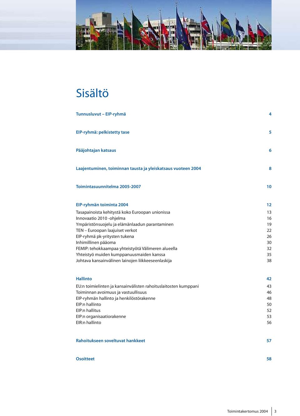 Inhimillinen pääoma 30 FEMIP: tehokkaampaa yhteistyötävälimerenalueella 32 Yhteistyömuidenkumppanuusmaidenkanssa 35 Johtavakansainvälinenlainojenliikkeeseenlaskija 38 Hallinto 42 EU:n