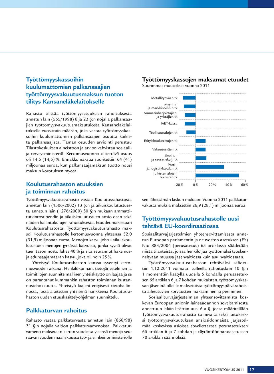 Tämän osuuden arviointi perustuu Tilastokeskuksen aineistoon ja arvion vahvistaa sosiaalija terveysministeriö. Kertomusvuonna tilitettävä osuus oli 14,5 (14,5) %.