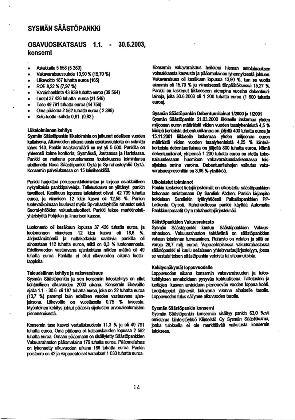 Kocicem#ivakavaraisu ' us heiii hieman an- ~kaswstajapaaomdananlyheruiyksestajdihien VdraMlaicuus oli kesäkuun bpussa 13,90 96, kun se wotta aiemmin di 15,70 % ja Muneisessa lüinpaatoksesca 153 %.