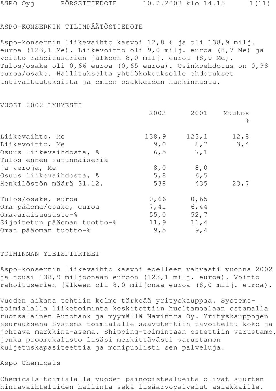 Hallitukselta yhtiökokoukselle ehdotukset antivaltuutuksista ja omien osakkeiden hankinnasta.