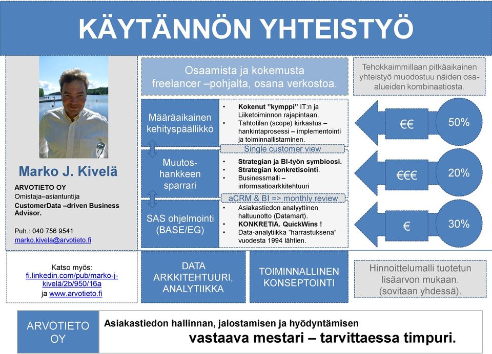 fi Määräaikainen kehityspäällikkö Muutoshankkeen sparrari SAS ohjelmointi (BASE/EG) Kokenut kymppi IT:n ja Liiketoiminnon rajapintaan.