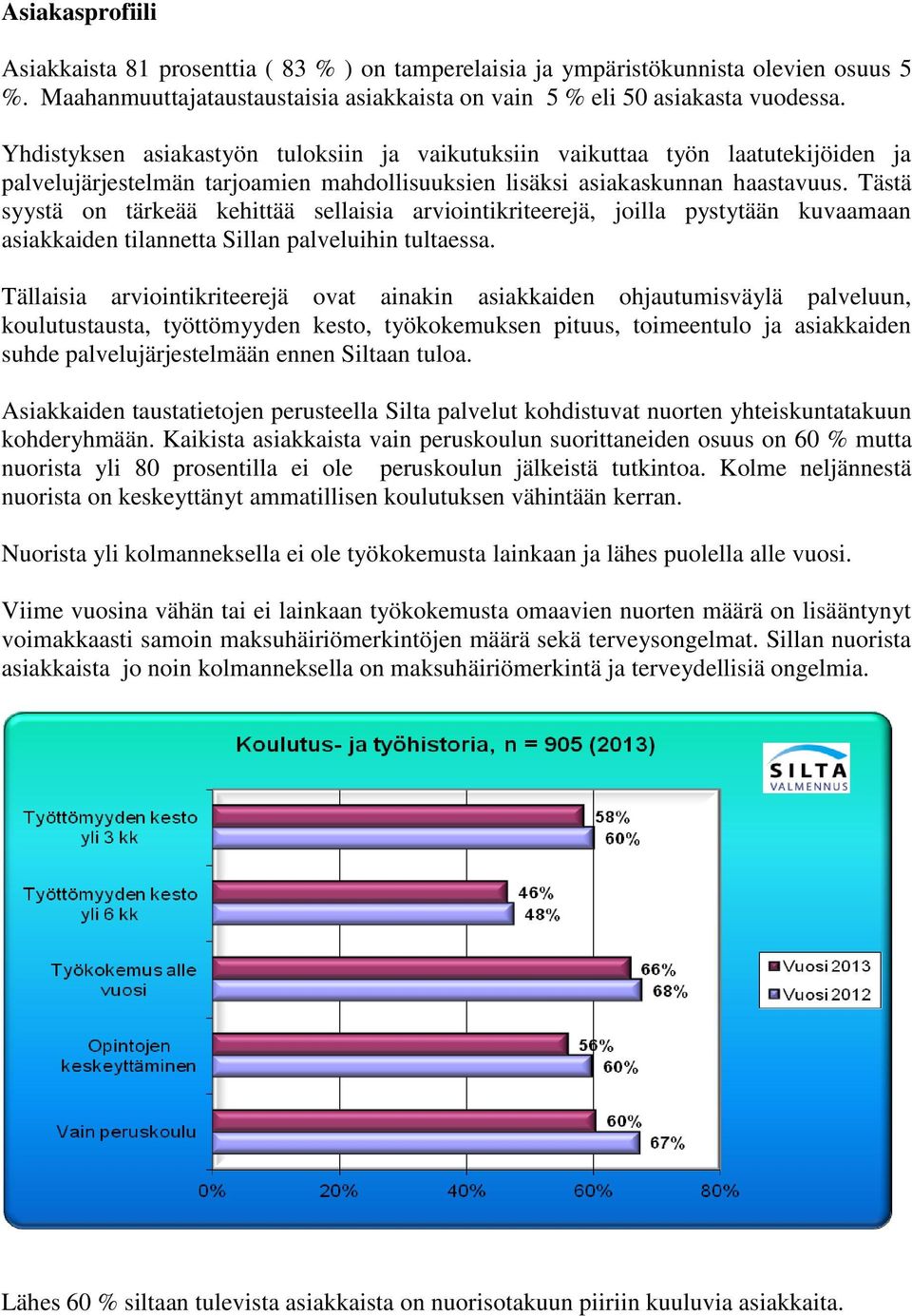 Tästä syystä on tärkeää kehittää sellaisia arviointikriteerejä, joilla pystytään kuvaamaan asiakkaiden tilannetta Sillan palveluihin tultaessa.