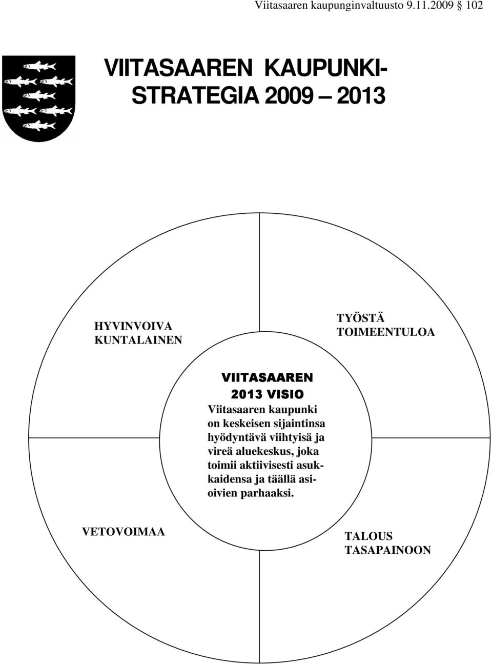 TOIMEENTULOA VIITASAAREN 2013 VISIO Viitasaaren kaupunki on keskeisen sijaintinsa