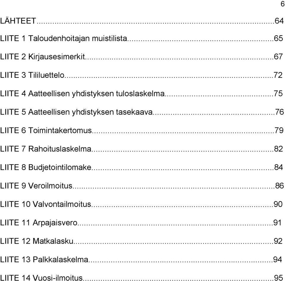 ..76 LIITE 6 Toimintakertomus...79 LIITE 7 Rahoituslaskelma...82 LIITE 8 Budjetointilomake...84 LIITE 9 Veroilmoitus.