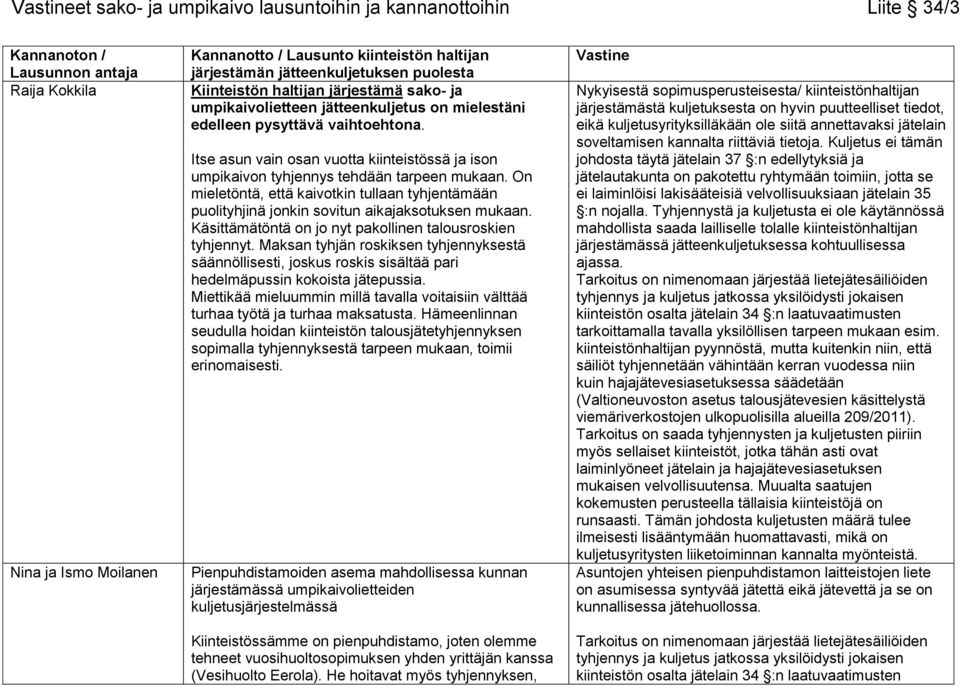 On mieletöntä, että kaivotkin tullaan tyhjentämään puolityhjinä jonkin sovitun aikajaksotuksen mukaan. Käsittämätöntä on jo nyt pakollinen talousroskien tyhjennyt.