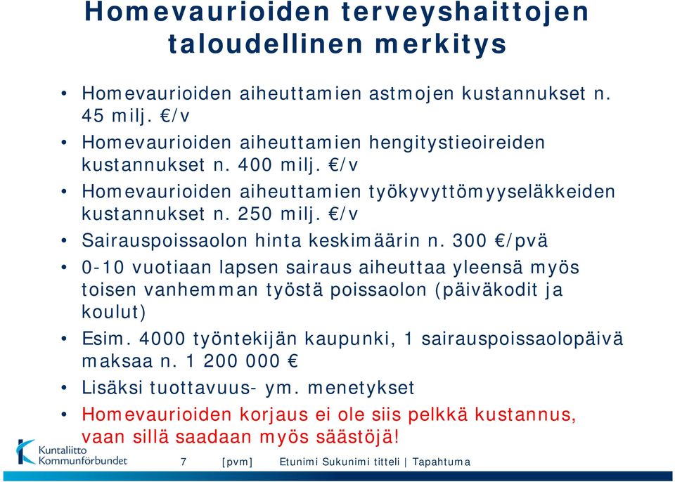 /v Sairauspoissaolon hinta keskimäärin n.