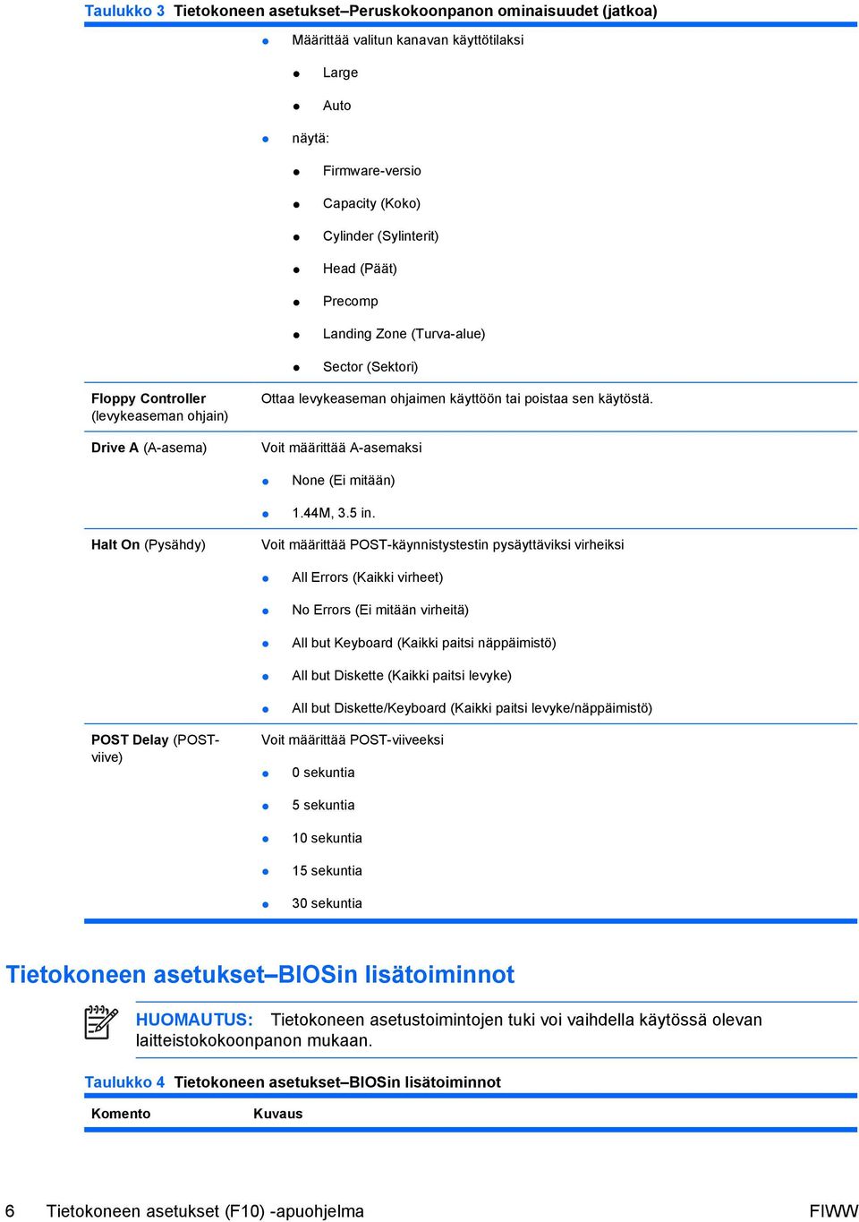 Voit määrittää A-asemaksi None (Ei mitään) 1.44M, 3.5 in.