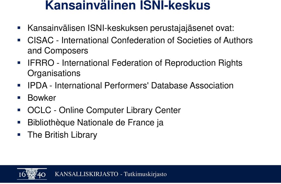 Federation of Reproduction Rights Organisations IPDA - International Performers' Database