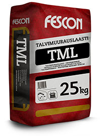 Talvimuurauslaasti TML 8 / 29 TALVIMUURAUSLAASTI TML Tuotekuvaus Fescon Talvimuurauslaasti on muuraussementtiperustainen kuivalaasti talvimuuraukseen. Maksimiraekoko on 3,0 mm.