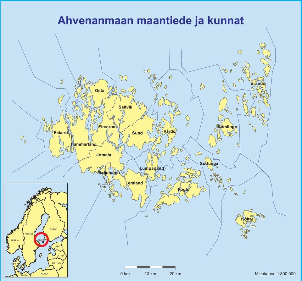 Lumparland Sottunga Lemland Föglö Kökar SUOMI RUOTSI NORJA ÅLAND