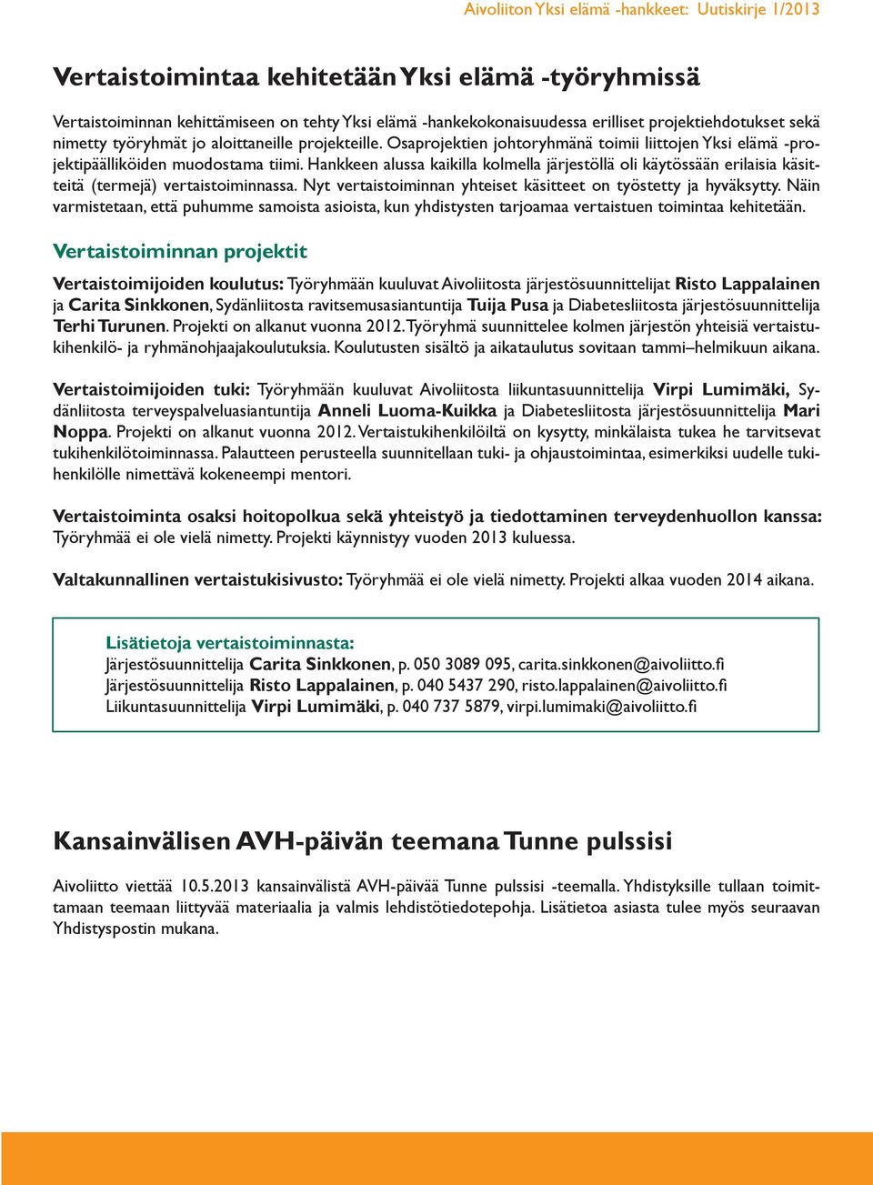 Hankkeen alussa kaikilla kolmella järjestöllä oli käytössään erilaisia käsitteitä (termejä) vertaistoiminnassa. Nyt vertaistoiminnan yhteiset käsitteet on työstetty ja hyväksytty.