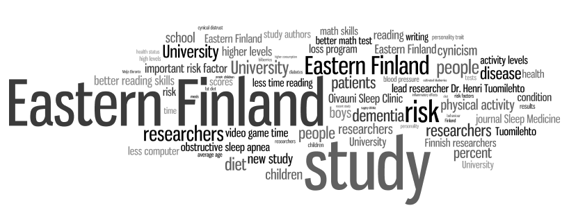 ITÄ-SUOMEN YLIOPISTO 2014 KANSAINVÄLISEN NÄKYVYYDEN TEEMAPILVI Teemapilvi kuvaa mediassa vuoden aikana