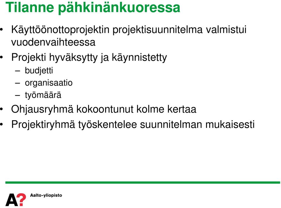 hyväksytty ja käynnistetty budjetti organisaatio työmäärä