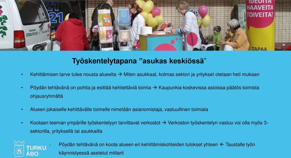 nimetään asianomistaja, vastuullinen toimiala Kootaan teeman ympärille työskentelyyn tarvittavat verkostot Verkoston työskentelyn vastuu voi olla myös