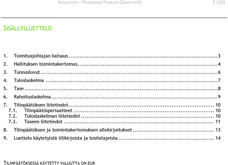 7.1. Tilinpäätösperiaatteet... 10 7.2. Tuloslaskelman liitetiedot... 10 7.3. Taseen liitetiedot... 11 8.