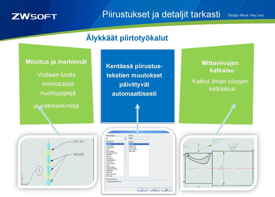 viitemerkintöjä Kentässä piirustustekstien muutokset päivittyvät
