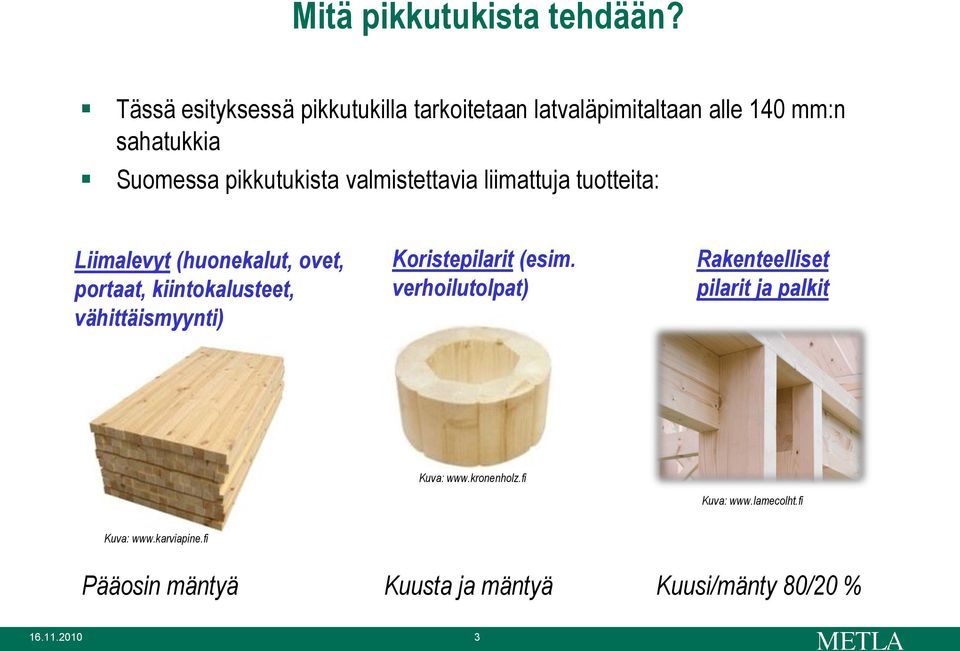 valmistettavia liimattuja tuotteita: Liimalevyt (huonekalut, ovet, portaat, kiintokalusteet, vähittäismyynti)
