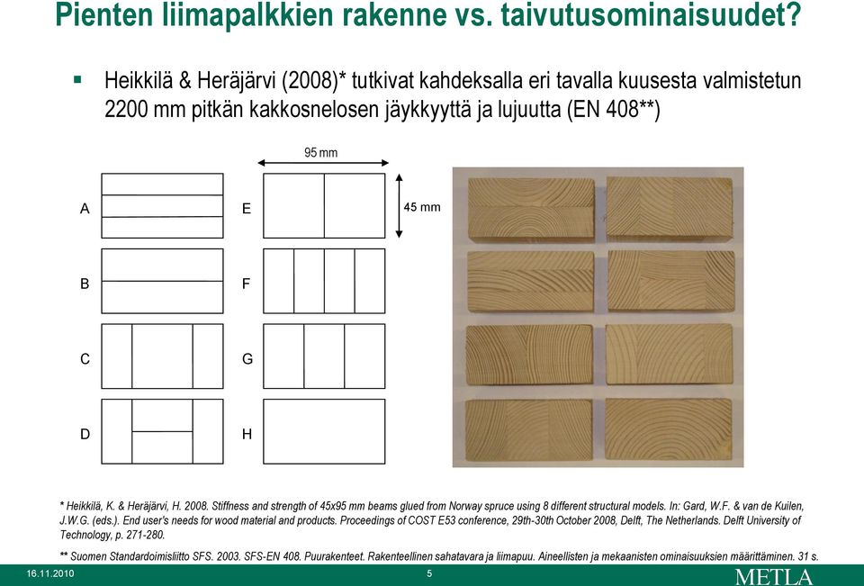 & Heräjärvi, H. 2008. Stiffness and strength of 45x95 mm beams glued from Norway spruce using 8 different structural models. In: Gard, W.F. & van de Kuilen, J.W.G. (eds.).