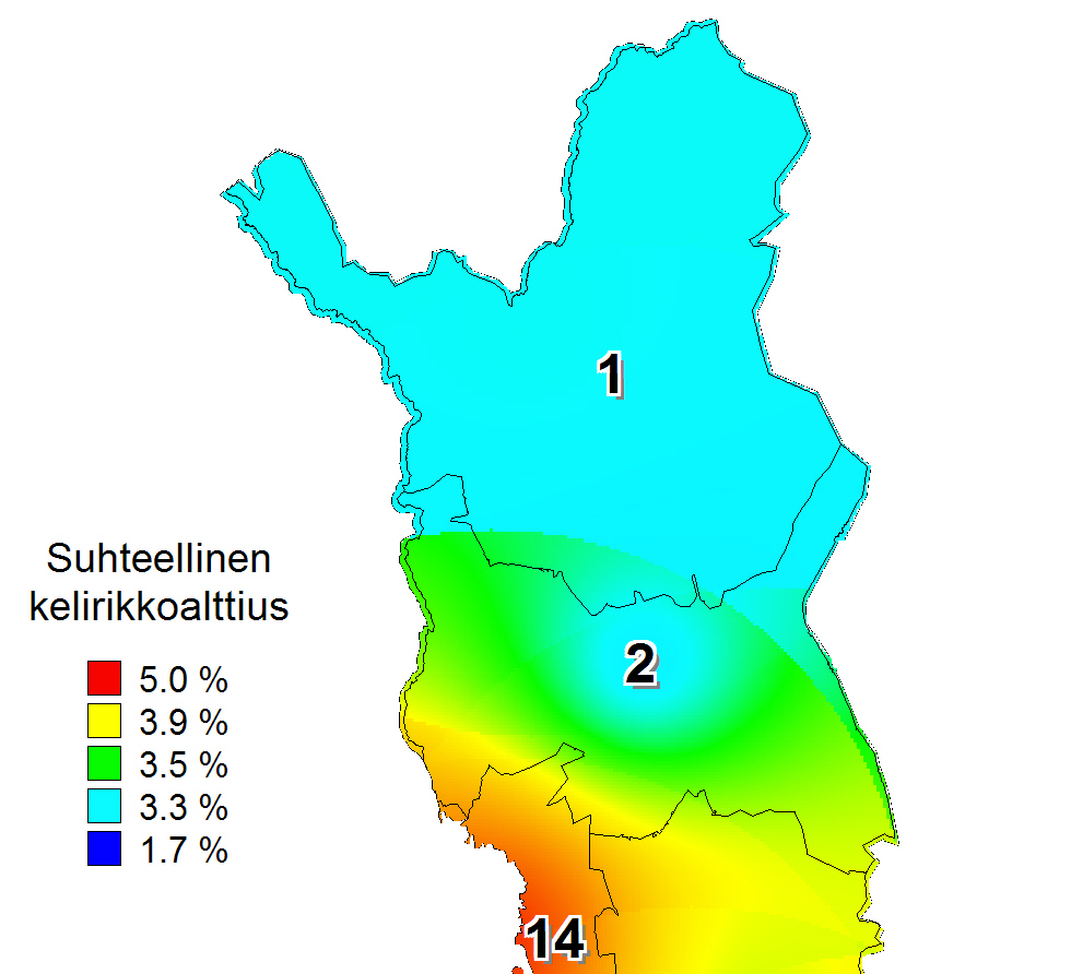 28 Alempiasteisten päällystettyjen teiden kelirikkoalttiuden raja-arvot ja painorajoitus Kelirikkoalttius (1.7 %).