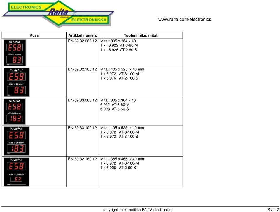 922 AT-3-60-M 6.923 AT-3-60-S EN-69.33.100.12 Mitat: 405 x 525 x 40 mm 1 x 6.