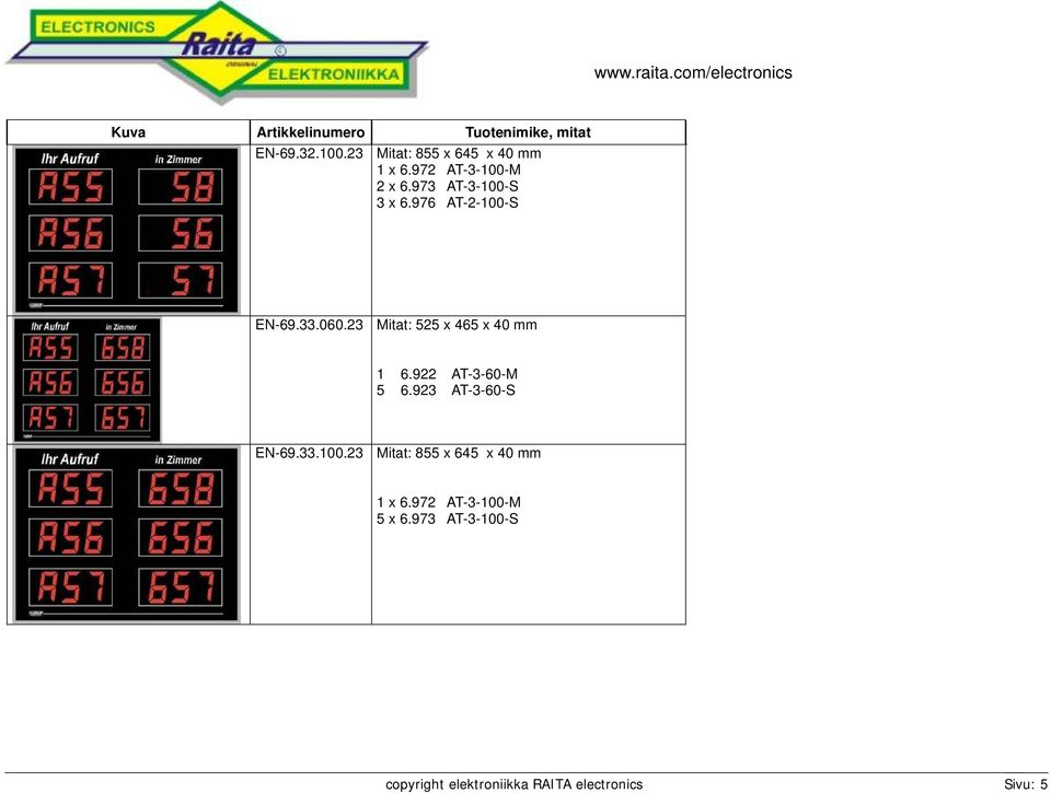 23 Mitat: 525 x 465 x 40 mm 5 6.923 AT-3-60-S EN-69.33.100.